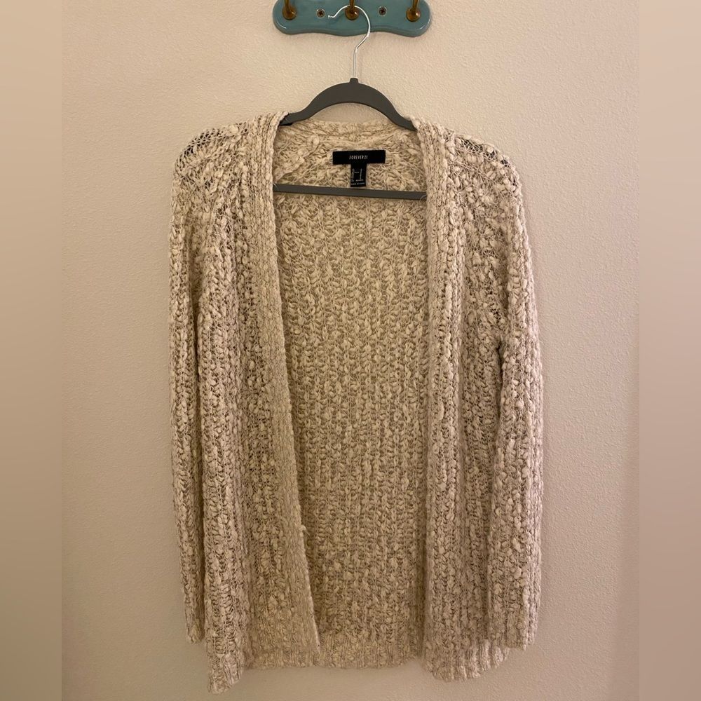 Forever 21 cream knit open cardigan